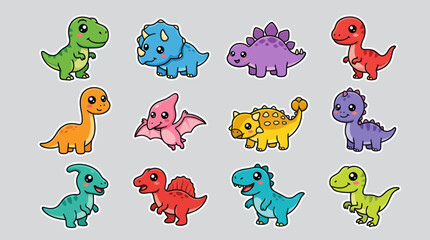 Cute cartoon dinosaur characters collection © hartanto