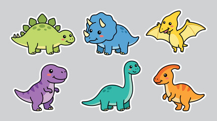 Cute cartoon dinosaur collection isolated vector © hartanto