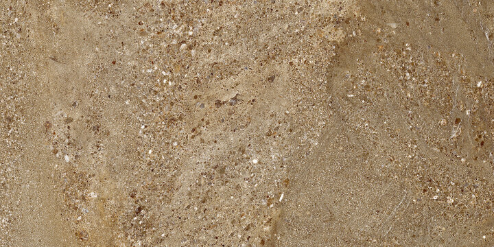 Brown terrazzo texture with natural stone particles and beach sand inspired earthy surface pattern. Rustic architectural background with warm neutral tones.