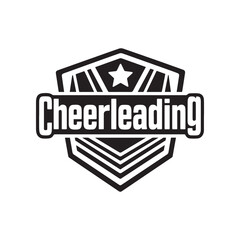Obraz premium Cheerleading Sports Shield Logo Featuring Center Star And Bold Typography Text. 