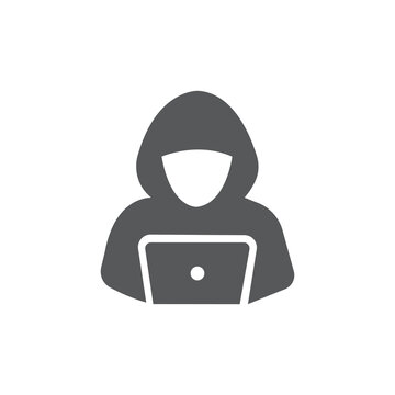 Anonymous hacker icon with laptop for ethical hacking
