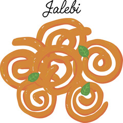 Hand Drawn Jalebi Indian Sweet Vector Illustration © Thanus