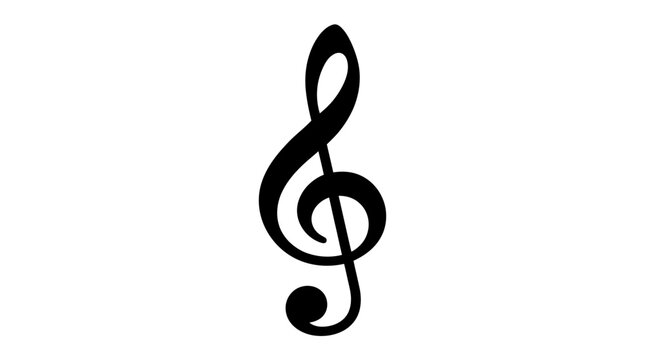 Black Treble Clef Musical Symbol Isolated on White.
