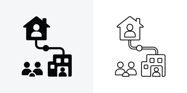 Remote work and home office connection icon with connection telecommuting business employment professional corporate management distance