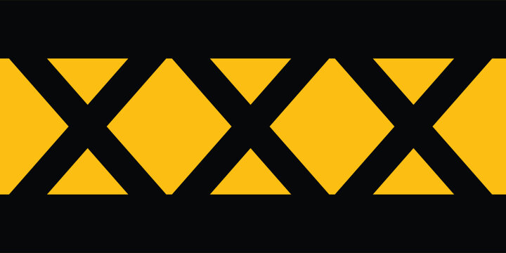 Traditional Geometric Tribal Border Pattern in Yellow and Black Vector Design