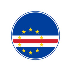Fototapeta premium Cape Verde flag icon. Circular emblem of the Cape Verde flag with the ring-shaped edge