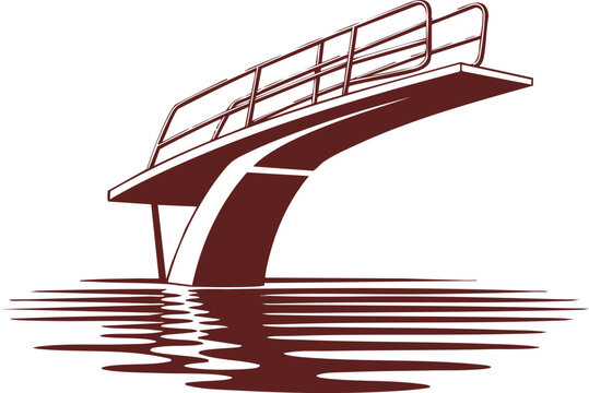diving board illustration with sleek lines and reflective water ripples
