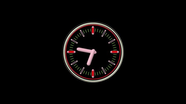 nice and cool 3d time houres clock animation video icon in dark background futuze 16 to 9 retio
