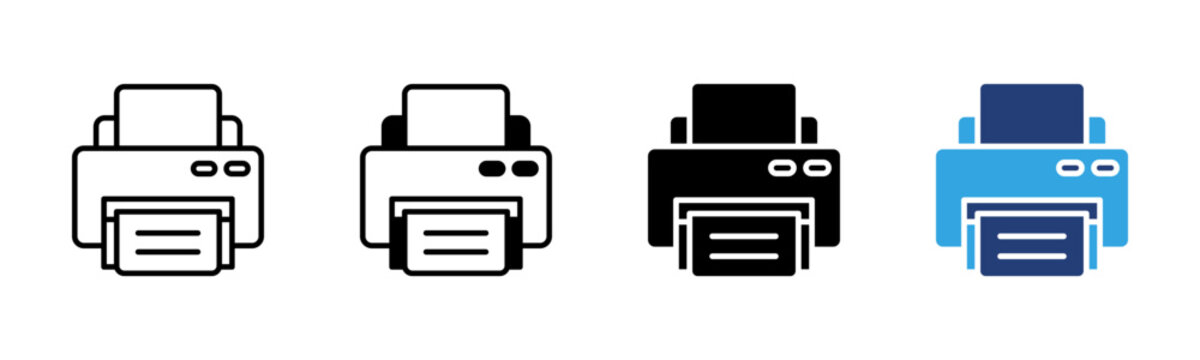 Printer Machine icon set multiple style collection