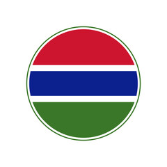 Fototapeta premium Gambia flag icon. Circular emblem of the Gambia flag with the ring-shaped edge