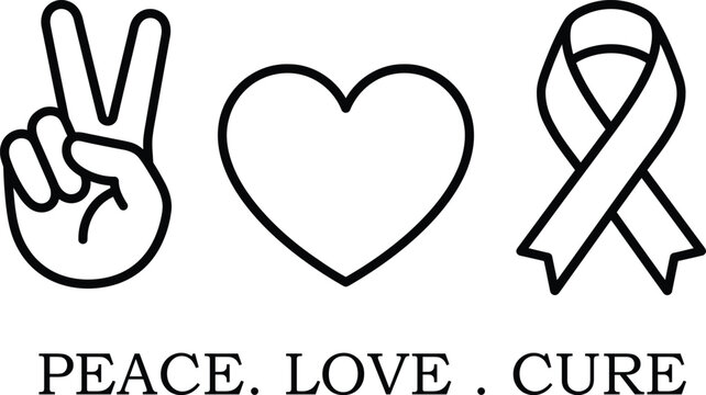 Peace love cure symbol combination
