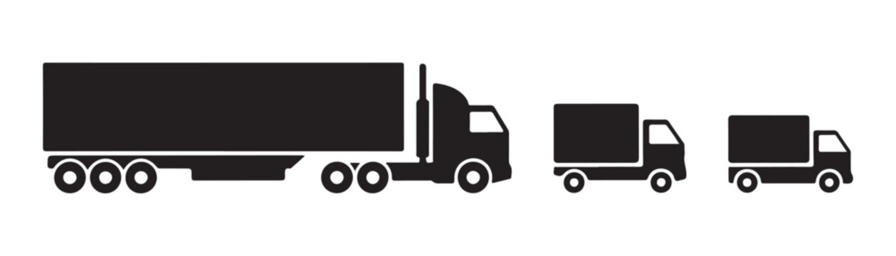 Illustration showing distinct truck sizes ranging from heavy semi tractor trailer to small delivery van.