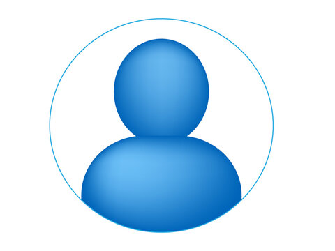 User profile icon inside a circular frame with blue gradient, single person avatar symbol vector illustration 