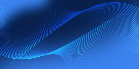 Obraz premium Premium blue and black color gradation with curved lines that intersect each other creates a net effect or three-dimensional texture that gives the impression of depth. For graphic design element wall