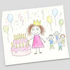 Cute crayon drawing of coming of age ceremony around the world, young adult milestone illustration