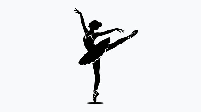 Silhouette of a ballet dancer in a graceful pose.