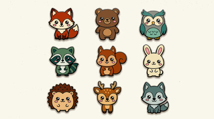 Obraz premium Cute forest animals cartoon collection