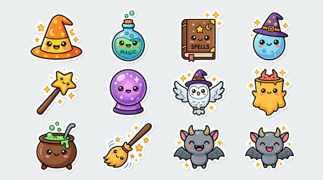 Cute halloween characters and symbols