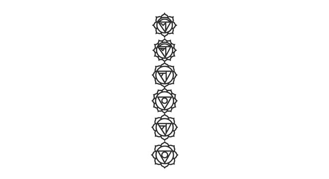 Spiritual energy symbols arranged vertically in a column