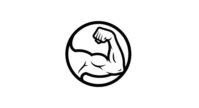 Strong arm symbol flexing biceps muscle icon graphic