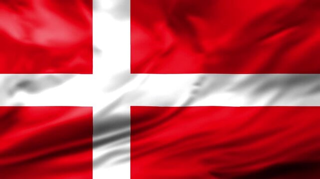 Denmark Flag Waving Animation Background Danish National Symbol Nordic Cross Close Up Video Footage