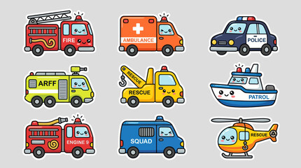 Cute emergency service vehicles collection © Kalimasada