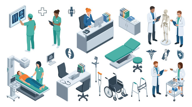 modern healthcare and medical advancements with doctors nurses and medical equipment in clinical environment
