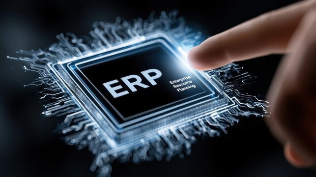Highlighting an ERP chip during a technology demonstration in a dark environment with focus on the information displayed