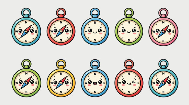 Cute compasses collection kawaii style