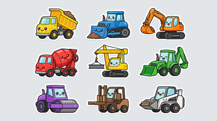 Cute construction vehicle icons © Jean