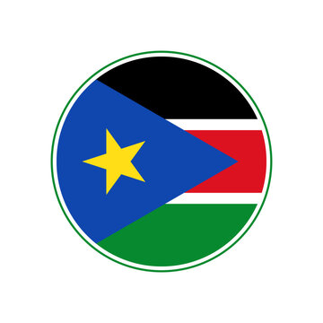 South Sudan flag icon. Circular emblem of the South Sudan flag with the ring-shaped edge