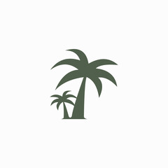 Obraz premium This logo features a minimalist illustration of two coconut trees with a simple and elegant design.