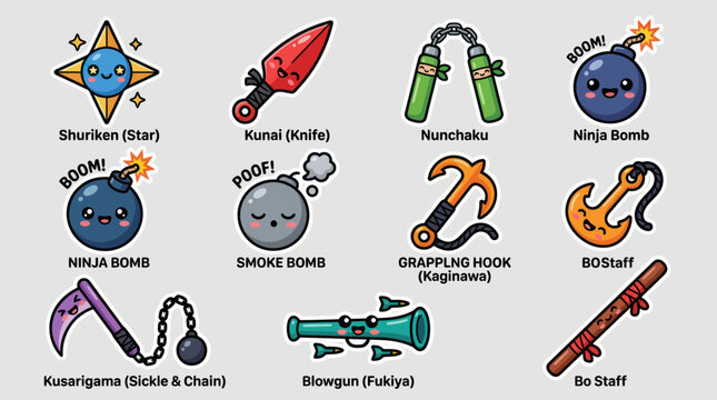 Cute japanese ninja weapons collection