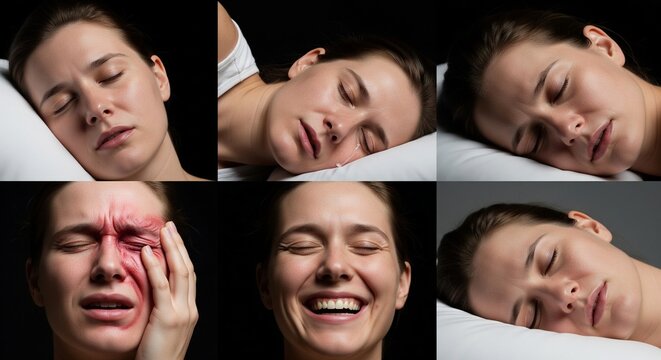 Person Experiencing Emotional Facial Expressions in Close Up Portrait Series