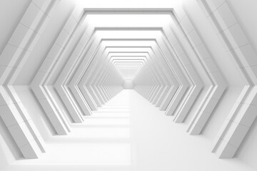 White geometric architectural corridor tunnel background for futuristic banner and interior design minimalism .3d render © VERSUSstudio