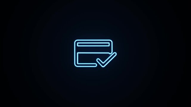 Blue neon credit card icon