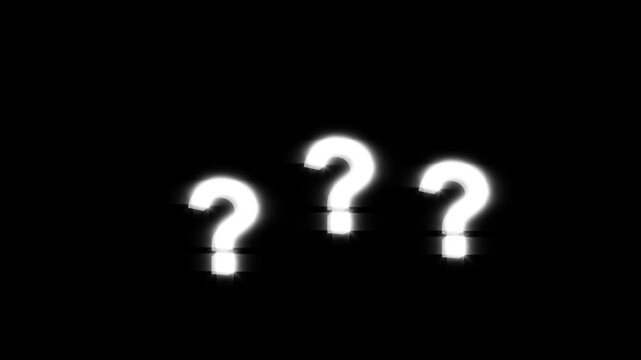 Question mark icon overlay animation with scribble doodle question mark, confused question mark animation, glowing highlights and seamless transparent background loop in 4K resolution