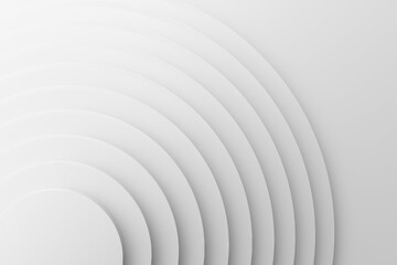 Naklejka premium Minimal white layered semicircle background with concentric curved panels for modern wallpaper and surface design and elegant product backdrop.3d render