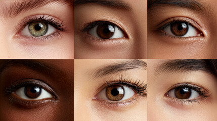 Fototapeta premium Diverse Human Eyes Collection Showing Beauty and Ethnic Diversity