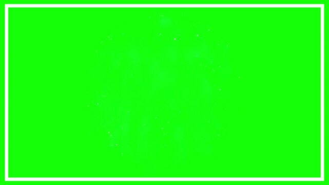 Frame border consists of a clean white rectangular outline centered on a vibrant green screen backdrop.