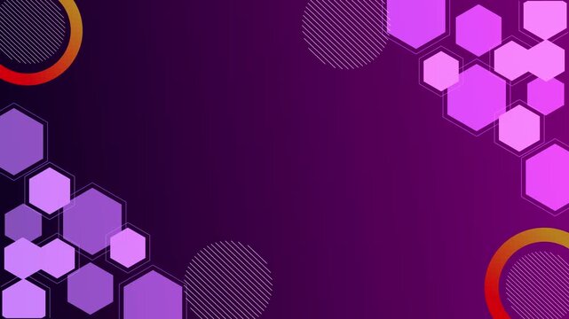 Abstract background with hexagonal clusters and circular accents modern geometric pattern animation