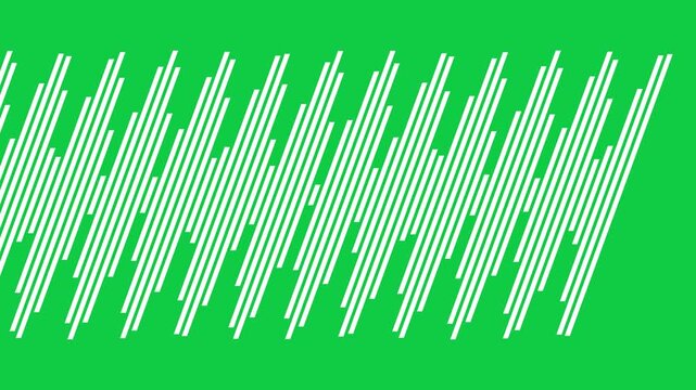 Abstract geometric motion background, with parallel white, lines on green, screen