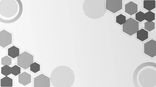 Abstract background with hexagonal clusters and circular accents modern geometric pattern animation