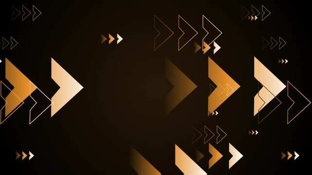 Dark abstract background with layered translucent and outlined chevron arrows pointing right animation