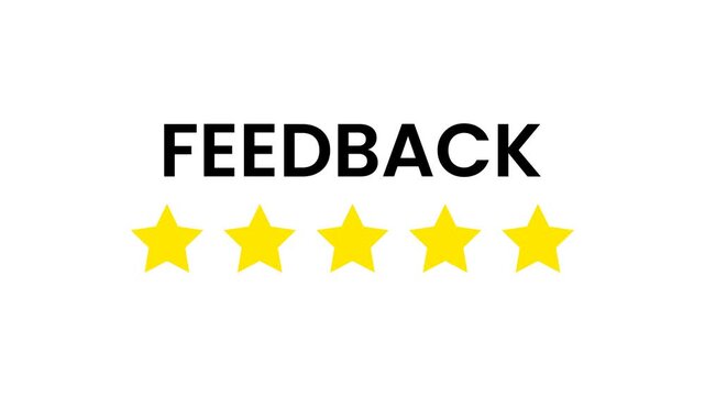 Five Star Customer Feedback Typography Animation with Yellow Stars Icon Vector Motion Graphic