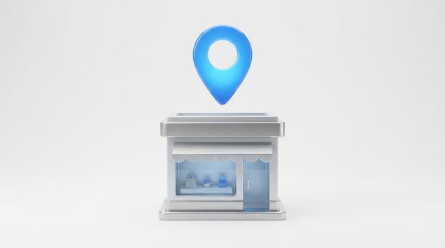 Storefront map listing, local business marketing concept, isolated on white background 