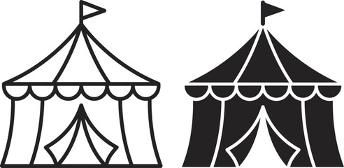 Circus tent icon set, vector illustration of carnival big top tent © VectoLover