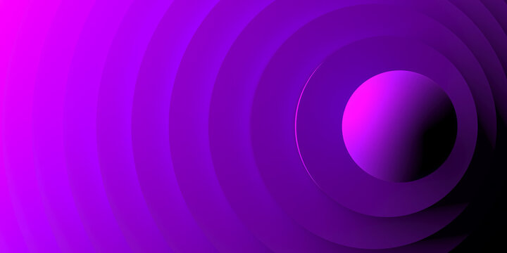 Abstract purple concentric circle background with central sphere for modern banner and wallpaper design .3d render
