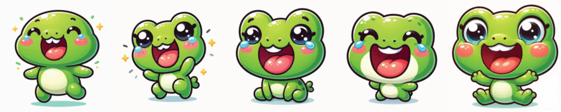 Vector of a cute cartoon frog character laughing loudly