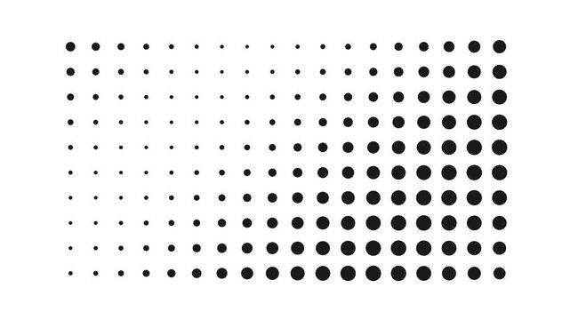 Abstract halftone dot pattern animation, dynamic geometric motion background, dots